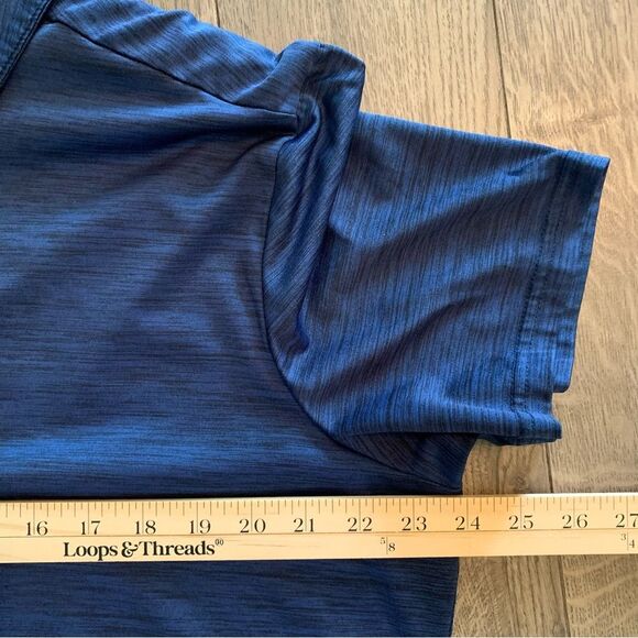 TEK GEAR DriTek Polo Men’s XL Blue Black Heather Short Sleeve Two Button. - Picture 9 of 11